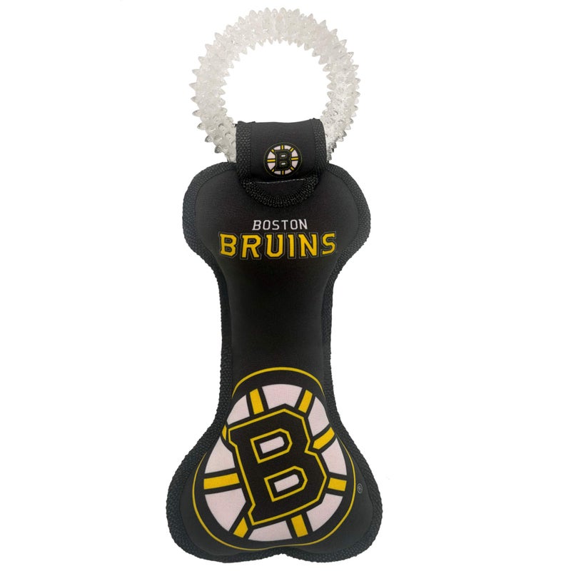 Pets First NHL Boston Bruins Dental Dog TUG Toy with Squeaker. Tough PET Toy for Healthy Fun, Teething & Cleaning Pet's Teeth & Gum., Team Color, one Size (BRU-3310) - Image 1